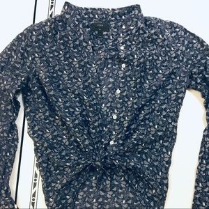 J. Crew navy bird-print button-down